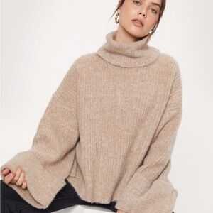 NASTY GAL Super Oversized Roll Cuff Soft Knit Jumper.